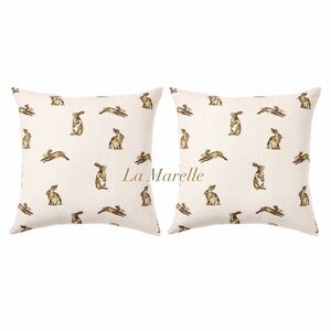 2 Oversized Printed Bunny Square Throw Pillow Linen/Brown Threshold Studio McGee